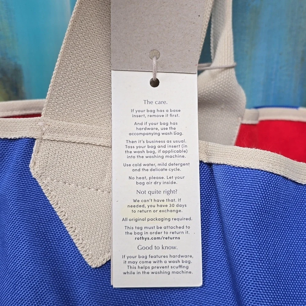 Rothy's Blue and Red Reversible Beach Bag Tote - NWT
